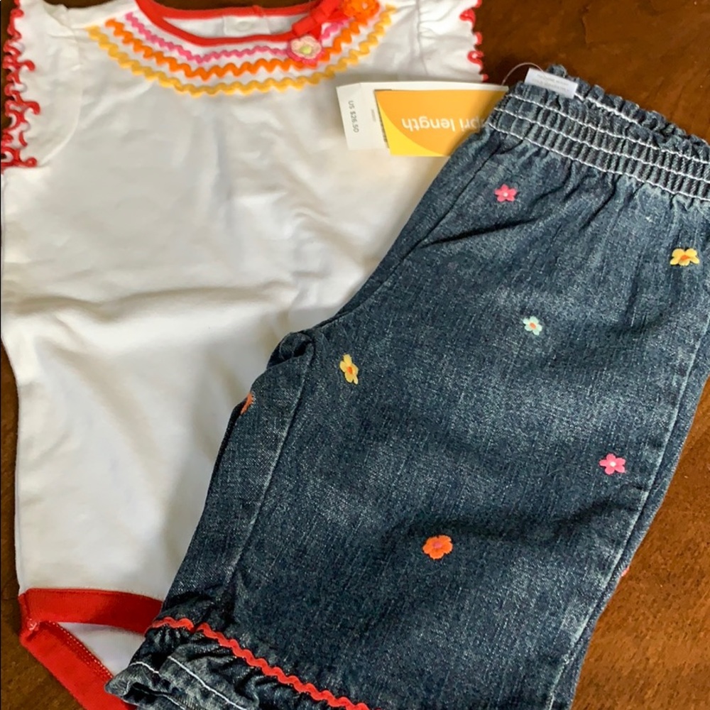 NWT Gymboree Girl’s Capris & Onesie 18-24 mos